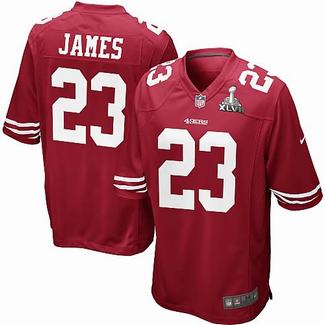 Nike 49ers 23 James red game 2013 Super Bowl XLVII Jersey