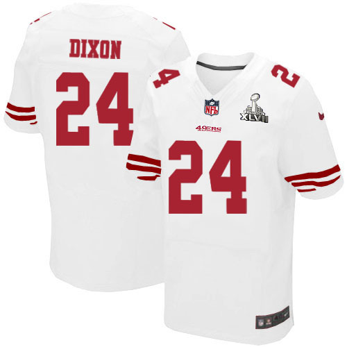 Nike 49ers 24 Anthony Dixon White Elite 2013 Super Bowl XLVII Jersey