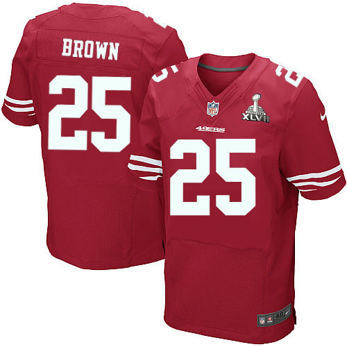 Nike 49ers 25 Tarell Brown Red Elite 2013 Super Bowl XLVII Jersey