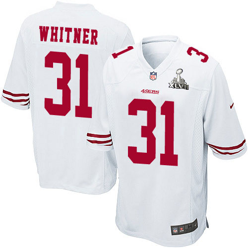 Nike 49ers 31 Donte Whitner White Game 2013 Super Bowl XLVII Jersey - Click Image to Close