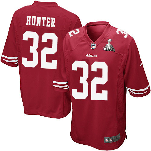 Nike 49ers 32 Kendall Hunter Red Game 2013 Super Bowl XLVII Jersey