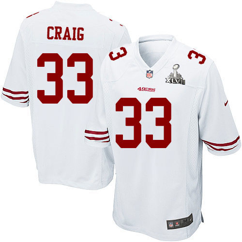 Nike 49ers 33 Roger Craig White Game 2013 Super Bowl XLVII Jersey - Click Image to Close