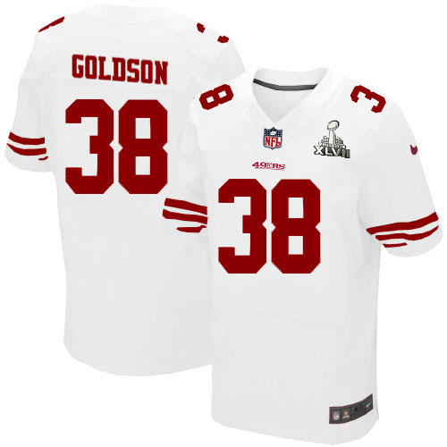 Nike 49ers 38 Dashon Goldson White Elite 2013 Super Bowl XLVII Jersey