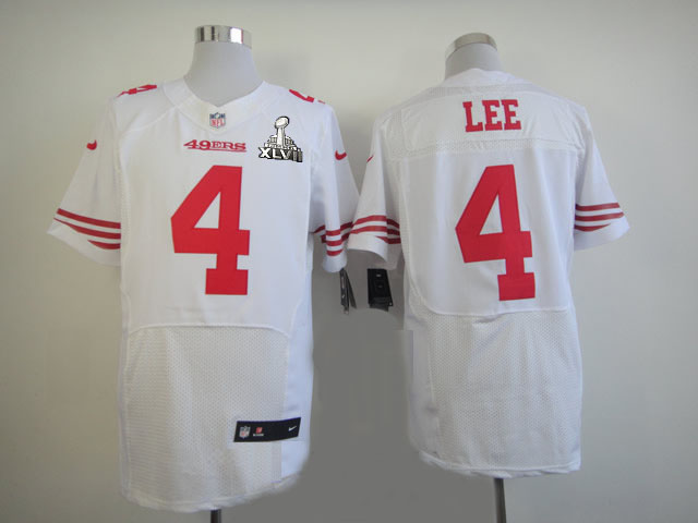Nike 49ers 4 Lee White Elite 2013 Super Bowl XLVII Jersey