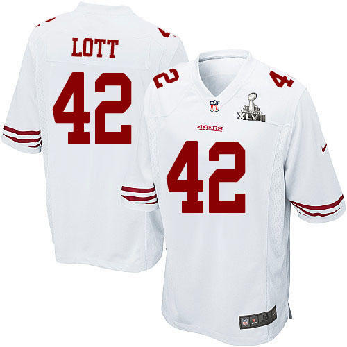 Nike 49ers 42 Ronnie Lott White Game 2013 Super Bowl XLVII Jersey - Click Image to Close