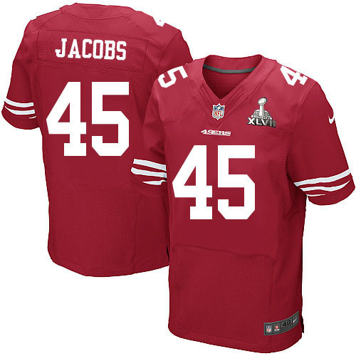 Nike 49ers 45 Brandon Jacobs Red Elite 2013 Super Bowl XLVII Jersey