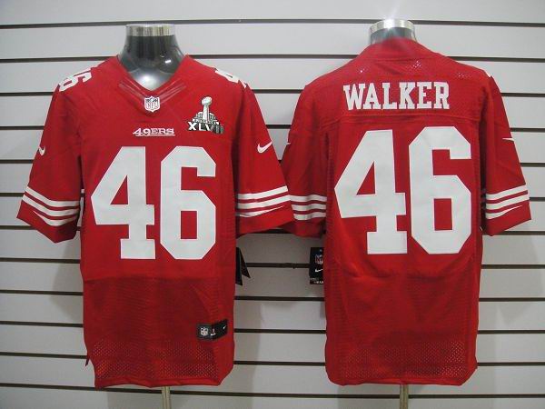 Nike 49ers 46 Walker Red Elite 2013 Super Bowl XLVII Jersey