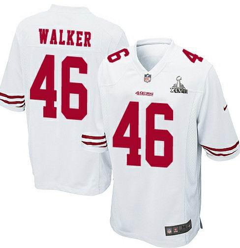 Nike 49ers 46 Walker white Game 2013 Super Bowl XLVII Jersey