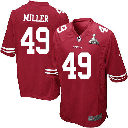 Nike 49ers 49 Bruce Miller Red Game 2013 Super Bowl XLVII Jersey