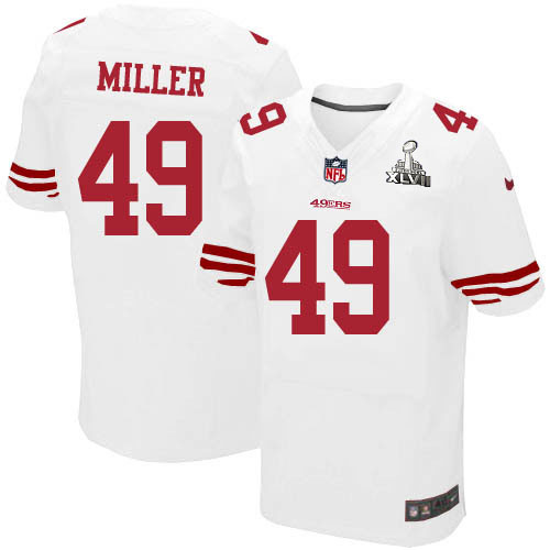 Nike 49ers 49 Bruce Miller White Elite 2013 Super Bowl XLVII Jersey