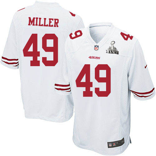 Nike 49ers 49 Bruce Miller White Game 2013 Super Bowl XLVII Jersey - Click Image to Close