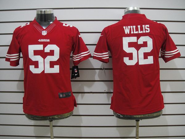 Nike 49ers 52 WILLIS Red Kids Limited Jerseys