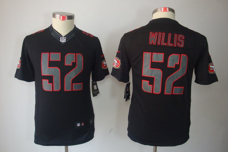 Nike 49ers 52 Willis Black Impact Kids Limited Jerseys