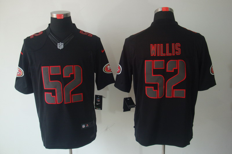 Nike 49ers 52 Willis Black Impact Limited Jerseys