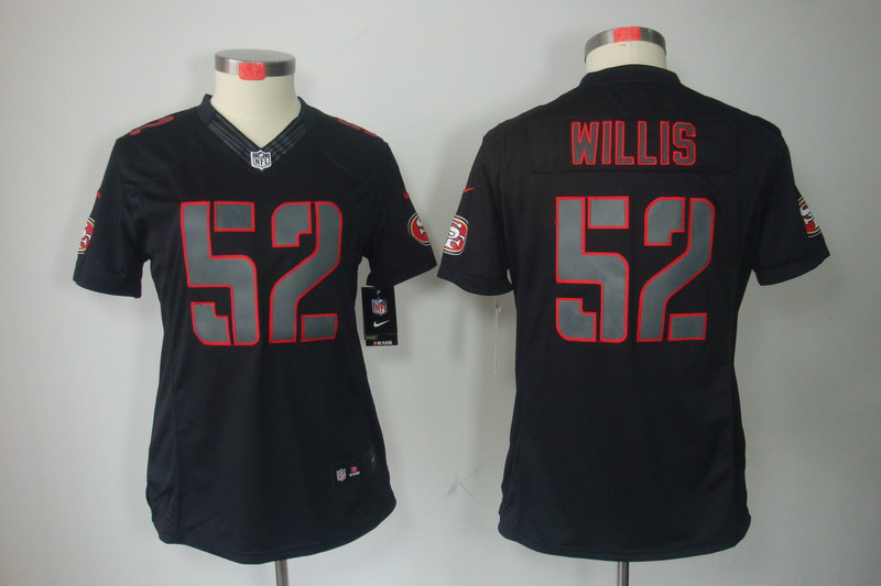 Nike 49ers 52 Willis Black Impact Women Limited Jersey - Click Image to Close