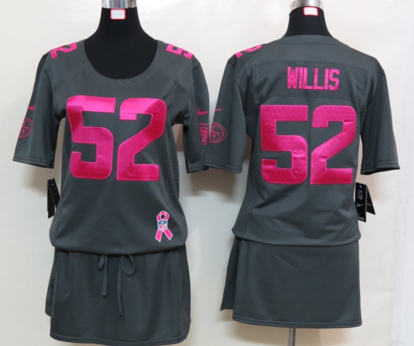 Nike 49ers 52 Willis Elite breast Cancer Awareness Dark Grey Women Jerseys
