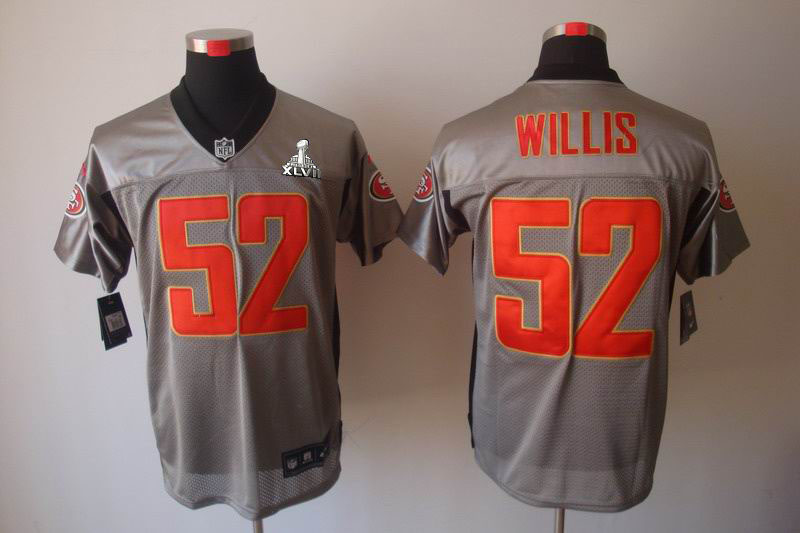 Nike 49ers 52 Willis Grey Shadow Elite 2013 Super Bowl XLVII Jersey