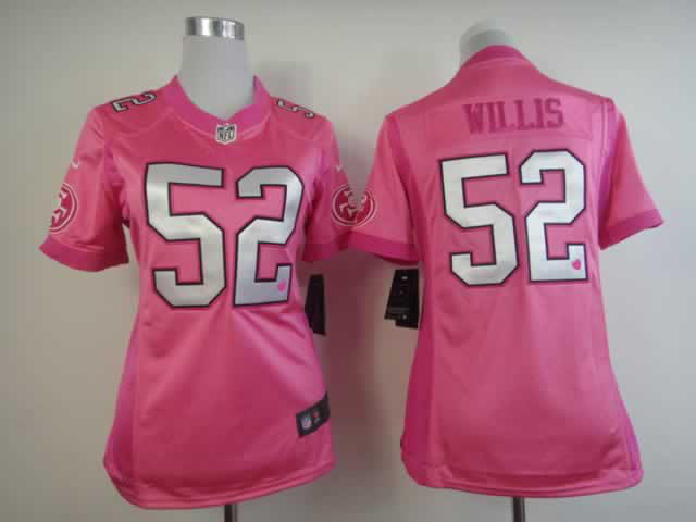Nike 49ers 52 Willis Pink Love's Women Jerseys