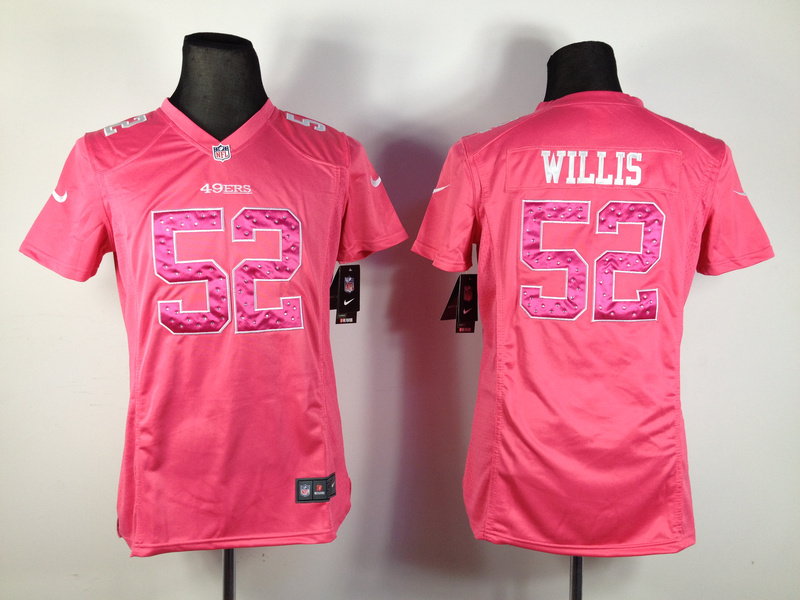 Nike 49ers 52 Willis Pink Women Jerseys