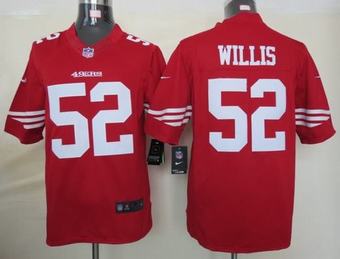 Nike 49ers 52 Willis Red Limited Jerseys