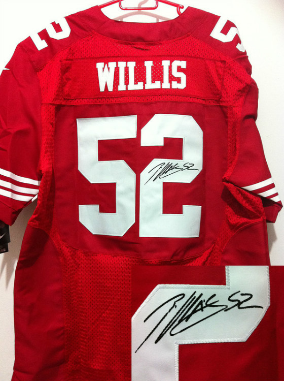 Nike 49ers 52 Willis Red Signature Edition Jerseys