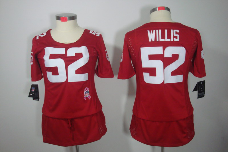 Nike 49ers 52 Willis Red Women Elite Skirts