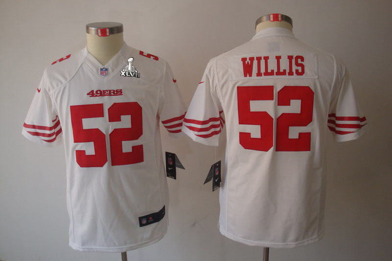 Nike 49ers 52 Willis White Kids Limited 2013 Super Bowl XLVII Jersey