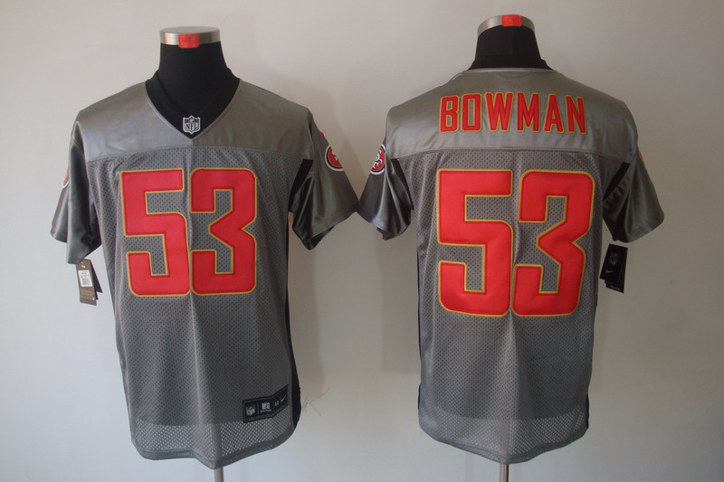 Nike 49ers 53 Bowman Grey Elite Jerseys