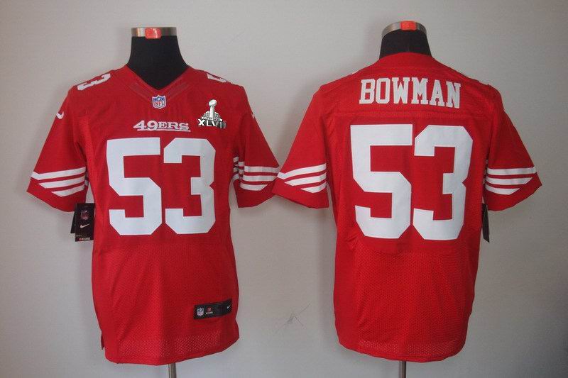 Nike 49ers 53 Bowman Red Elite 2013 Super Bowl XLVII Jersey