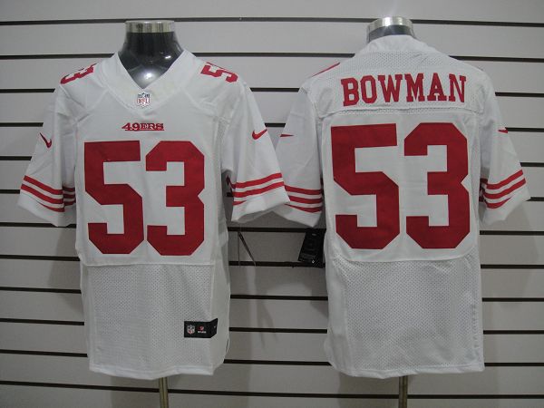 Nike 49ers 53 Bowman White Elite Jerseys
