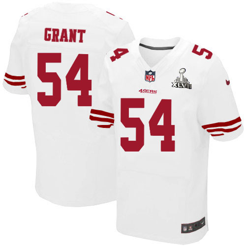 Nike 49ers 54 Larry Grant White Elite 2013 Super Bowl XLVII Jersey