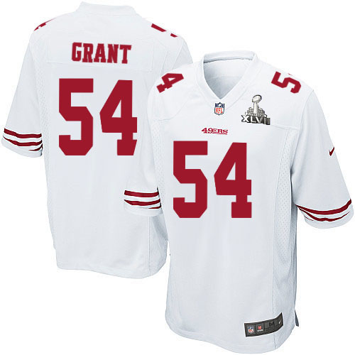 Nike 49ers 54 Larry Grant White Game 2013 Super Bowl XLVII Jersey