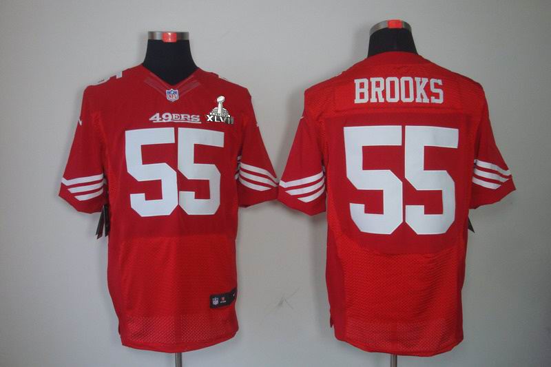 Nike 49ers 55 Brooks Red Elite 2013 Super Bowl XLVII Jersey