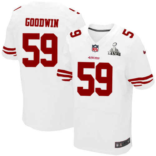 Nike 49ers 59 Jonathan Goodwin White Elite 2013 Super Bowl XLVII Jersey