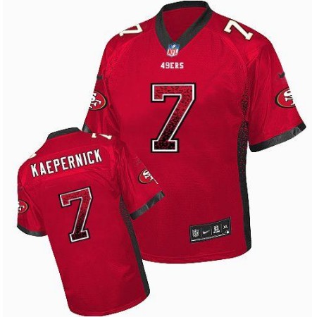 Nike 49ers 7 Colin Kaepernick Red Elite Drift Jersey - Click Image to Close