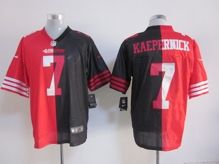 Nike 49ers 7 Kaepernick Red&Black Split Elite Jerseys