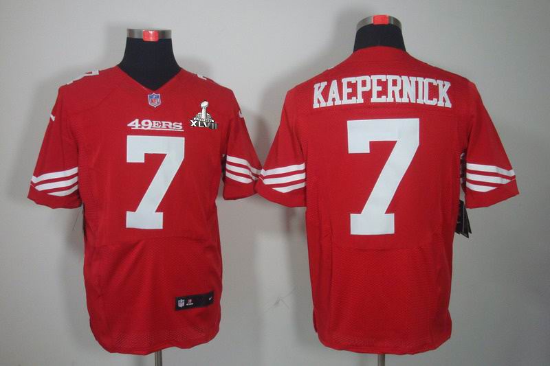 Nike 49ers 7 Kaepernick Red Elite 2013 Super Bowl XLVII Jersey