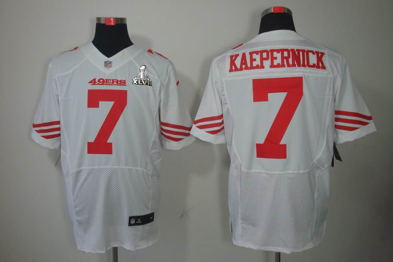 Nike 49ers 7 Kaepernick White Elite 2013 Super Bowl XLVII Jersey
