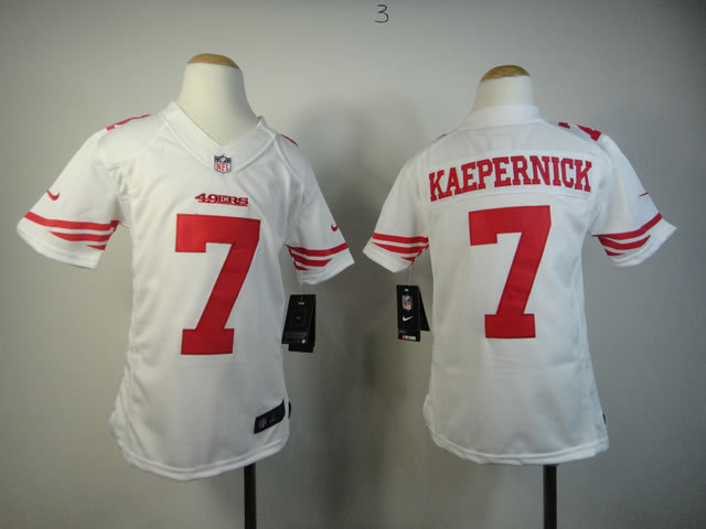 Nike 49ers 7 Kaepernick White Kids Limited Jerseys