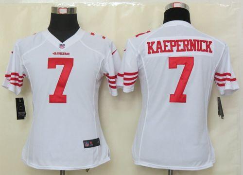 Nike 49ers 7 Kaepernick White Women Game Jerseys