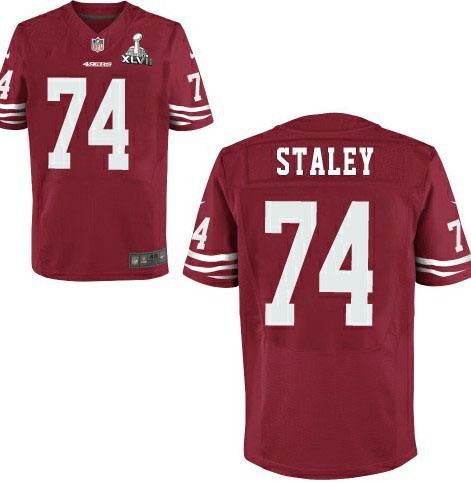 Nike 49ers 74 Joe Staley Red Elite 2013 Super Bowl XLVII Jersey