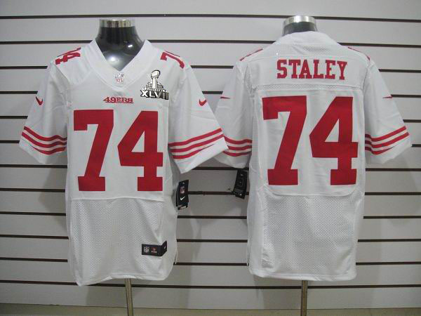 Nike 49ers 74 Staley White Elite 2013 Super Bowl XLVII Jersey
