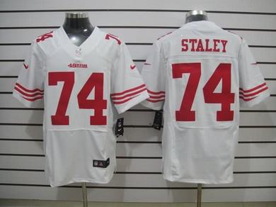 Nike 49ers 74 Staley White Elite Jerseys