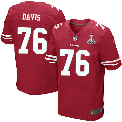 Nike 49ers 76 Anthony Davis Red Elite 2013 Super Bowl XLVII Jersey