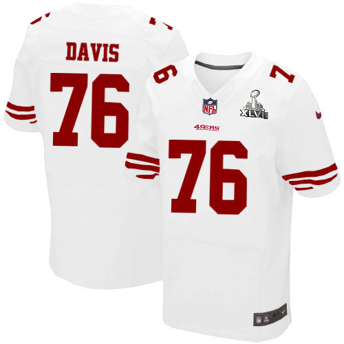 Nike 49ers 76 Anthony Davis White Elite 2013 Super Bowl XLVII Jersey