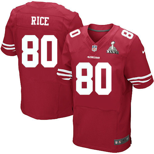 Nike 49ers 80 Jerry Rice Red Elite 2013 Super Bowl XLVII Jersey