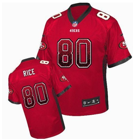Nike 49ers 80 Jerry Rice Red Elite Drift Jersey
