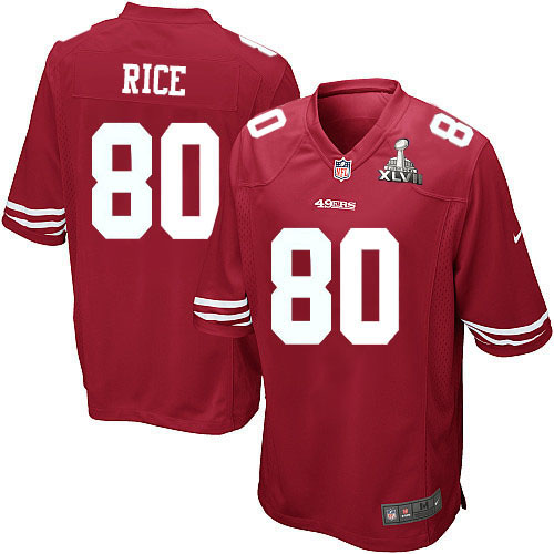 Nike 49ers 80 Jerry Rice Red Game 2013 Super Bowl XLVII Jersey
