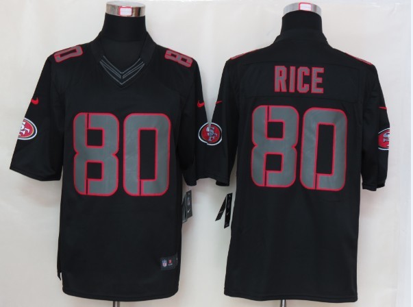 Nike 49ers 80 Rice Black Impact Limited Jerseys