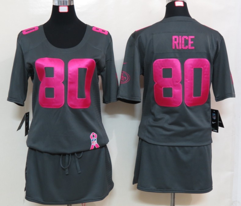 Nike 49ers 80 Rice Elite breast Cancer Awareness Dark Grey Women Jerseys